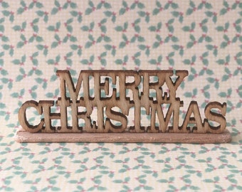 Dollhouse Miniature WOODEN MERRY CHRISTMAS Sign