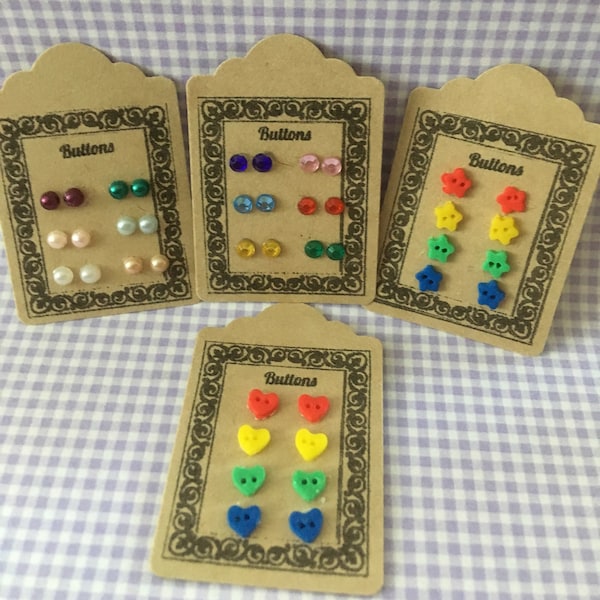 Dollhouse Miniature BUTTON DISPLAY CARD  - Handmade