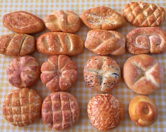 aydinids 40 pcs 1:12 miniature bread resin mix bakery bread mini