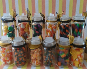 Dollhouse Miniature HALLOWEEN JARS of SWEETS - Handmade