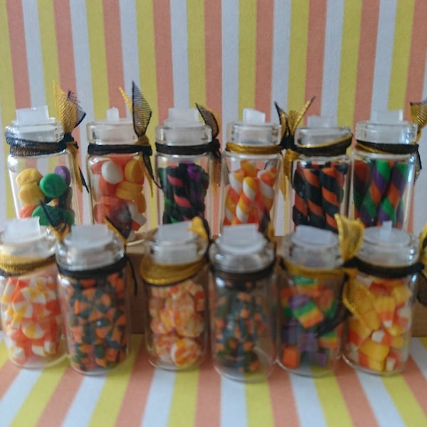 Dollhouse Miniature HALLOWEEN JARS of SWEETS - Handmade