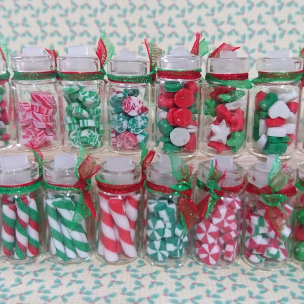 Dollhouse Miniature JAR of CHRISTMAS SWEETS - Handmade