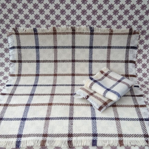 Dollhouse Miniature CREAM CHECK THROW/Blanket