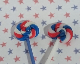 Dollhouse Miniature 4th of JULY / JUBILEE LOLLIPOP - Handmade