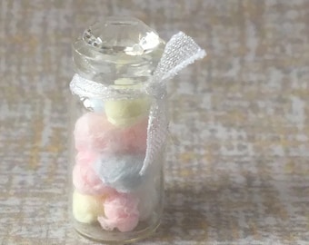 Dollhouse Miniature Jar of COTTON WOOL BALLS  - Handmade