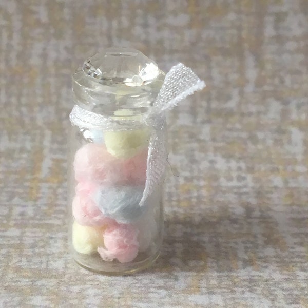 Dollhouse Miniature Jar of COTTON WOOL BALLS  - Handmade