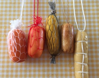 Dollhouse Miniature HANGING CHEESE (B) - Handmade