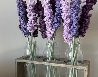 Handmade Crochet Lavender Flower Bouquet, Decorative Home Accent, Gift for Her