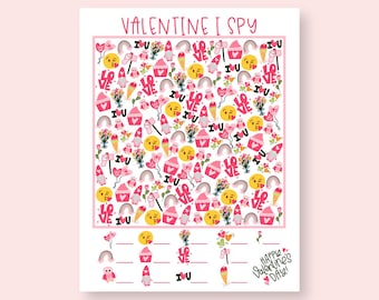 Valentine's Day I Spy | Party Valentine's Day Game | I Spy Game | Educational Valentine's Day Printable | Large group Valentine's Day Game