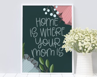 Home is Where Your Mom Is | Mother Day Printable Quote | Gift for mom | Mom gift ideas | Easy gift idea for mom | Printable wall decor