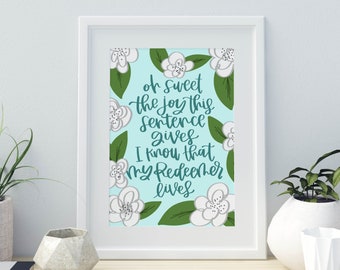 I know that my Redeemer lives! - Floral Easter Quote Printable