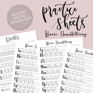 Basic HandLettering Practice Sheets | Learn handlettering | Practice sheet for handlettering | Modern calligraphy practice