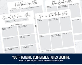 General Conference Notes Journal • Youth General Conference Printable • Reflective General Conference questions and note-taking for youth!