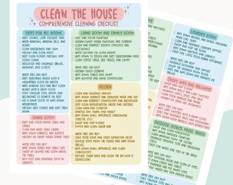 Checklist voor het schoonmaken van het huis | Afdrukbare schoonmaaklijst voor dagelijkse, wekelijkse en maandelijkse taken | Digitale download