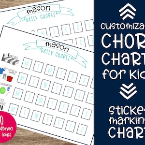Daily Marking Chore Chart Printable | Print Custom Chore Charts for Kids | DIY Chore chart | Chore chart printable | Chore chart for kids