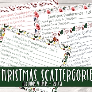 Christmas Scattergories for families - Includes 4 different Lists!