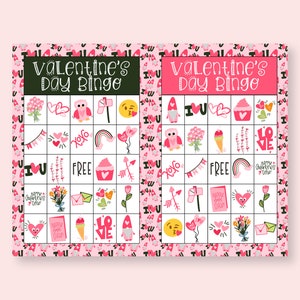 Valentine's Day BINGO with 30 different cards - Classroom, virtual, and family party Valentine's game!