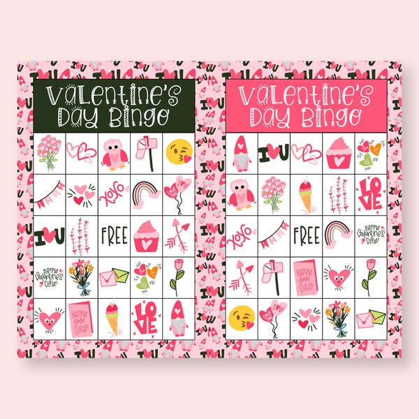 Valentine's Day BINGO with 30 different cards - Classroom, virtual, and family party Valentine's game!