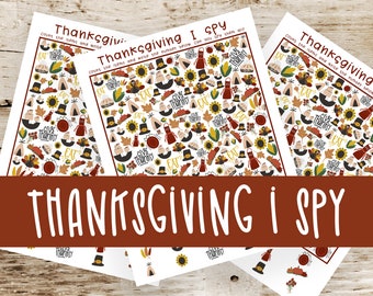 Thanksgiving I Spy • Fun Family Thanksgiving Game • Print at home thanksgiving ideas • Printable Kids games • Friendsgiving game ideas