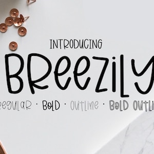 Breezily Handwritten Font | 4 font styles included | Monoline Font | Font Bundle | Cricut Font | SVG Fonts | Handlettered | Cute Font