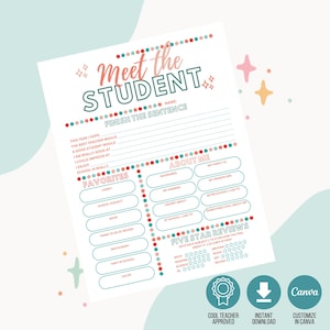 Student Survey | Student Questionnaire Printable | All About Students | Getting To Know You | Get To Know Student
