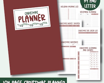 Planner natalizio da 104 pagine stampabile / Organizzatore per le vacanze scaricabile in formato digitale / Budget, calendari, regali, pianificatori di pasti e feste / PDF non datato