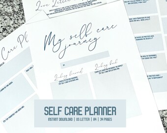 Self Care Planner Printable | Self Care Check lists and Goal Settings | Self Care Challenges | Daily, Monthly, Weekly Self Care Printables