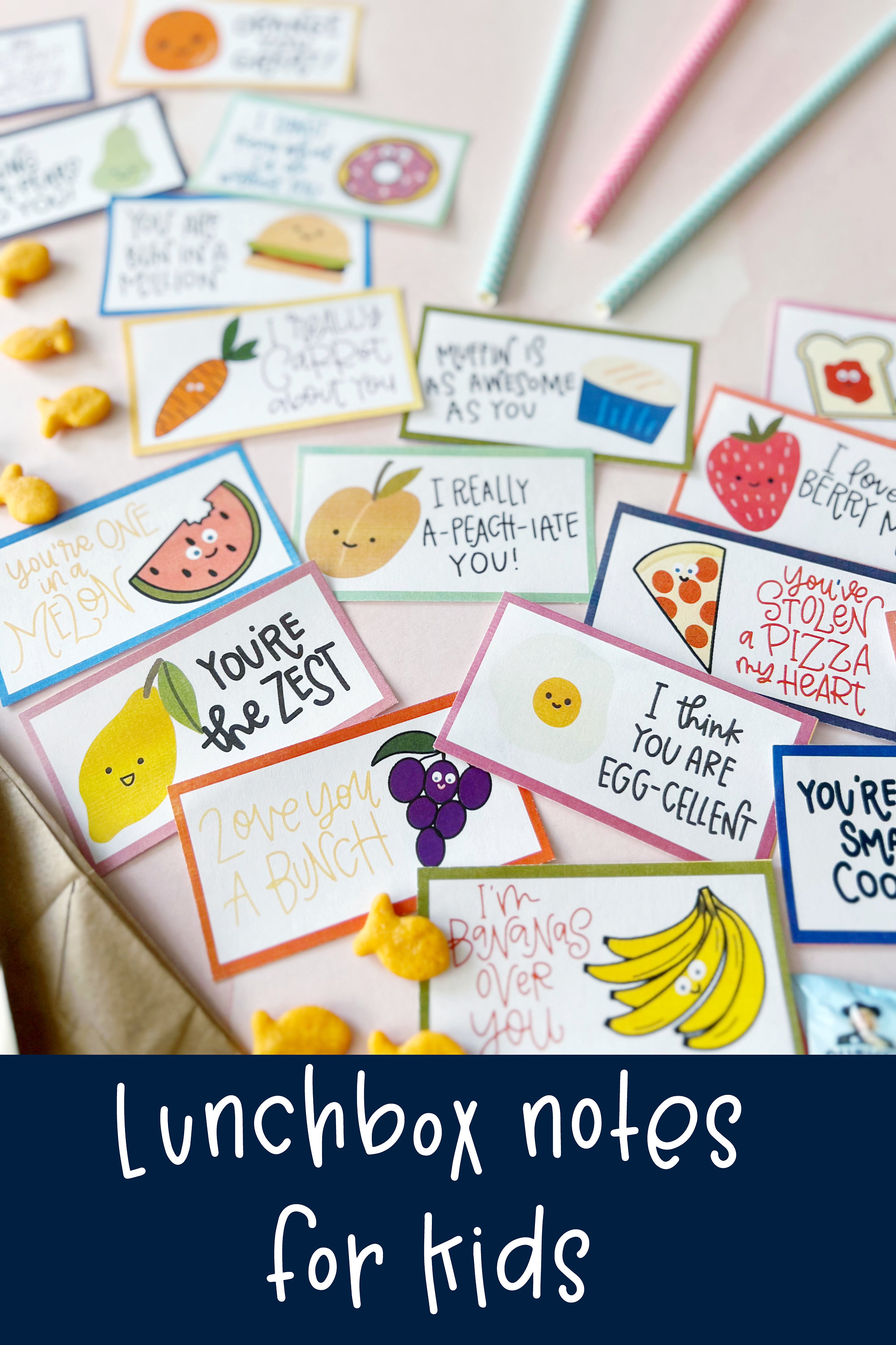 20 Fun Food Pun Lunch Box Notes Cute Lunch Notes for Kids, Slip Into