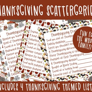 Thanksgiving Scattergories - Fun Family Thanksgiving Games | Printable family games for thanksgiving | Thanksgiving family game printable