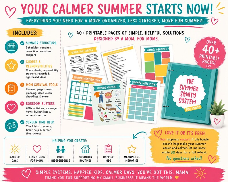The Summer Sanity System for Moms | Summer Routine Bundle | Chore ...