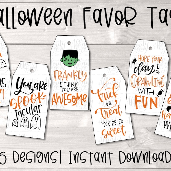 Halloween Puns Favor Tags | Cute funny Halloween tags | Halloween gift tags | Gifts tags with pun | Pun Gift Tags | Halloween tags