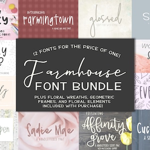 Farmhouse Font Bundle | 12 fonts included | Modern Calligraphy Font | Cursive Font | SVG Font | Cricut Fonts | Handlettered Font