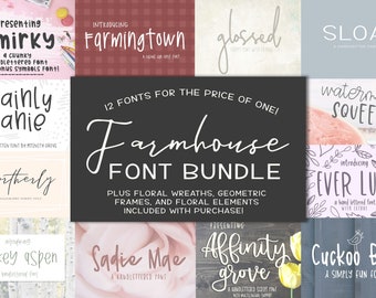 Farmhouse Font Bundle | 12 fonts included | Modern Calligraphy Font | Cursive Font | SVG Font | Cricut Fonts | Handlettered Font