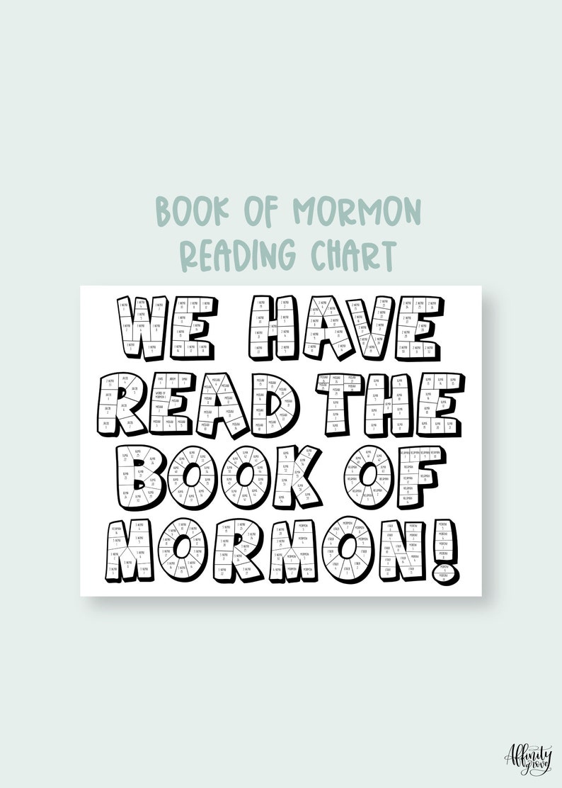 Book Of Mormon Coloring Reading Chart 2024 Come Follow Me Reading Chart Book of Mormon Coloring Chart for kids Youth Book of Mormon image 1