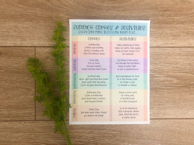 Summer Organization Printables Include Summer Activities, Summer Chore Chart and Summer Lunch Menu More image 2