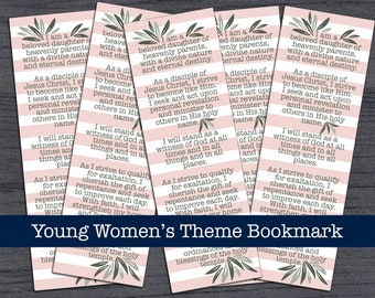 Young Women's Theme Bookmark • New Young Women Gift idea • Printable bookmark with Young Women's Theme • YW Theme Bookmark