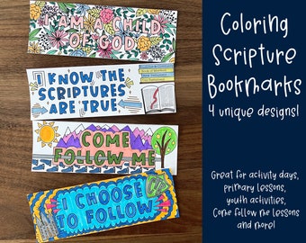 Coloring Scripture Bookmarks for Kids | Great for Activity Days Ideas | Primary activity Ideas | Come Follow Me Ideas for Kids