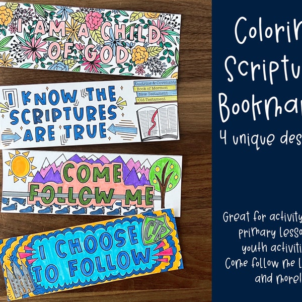 Coloring Scripture Bookmarks for Kids | Great for Activity Days Ideas | Primary activity Ideas | Come Follow Me Ideas for Kids