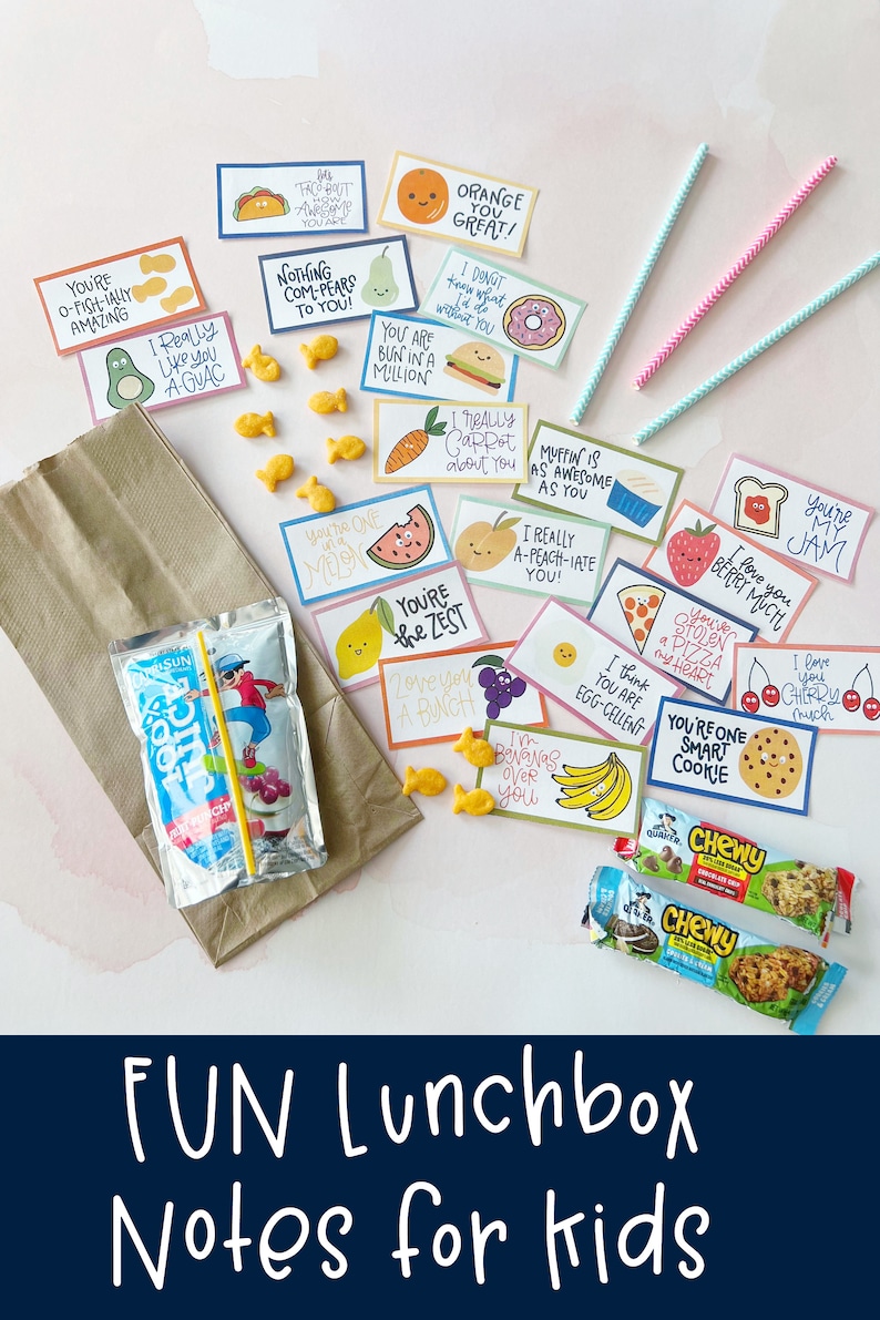 20 Fun Food Pun Lunch Box Notes! Cute Lunch Notes for Kids, Slip Into ...