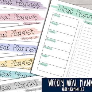 Weekly Meal Planner | Shopping List | Weekly Planner | Meal Planning | One Page Meal Planner | 2024 Planner ideas | Meal planning template
