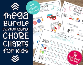 Mega Bundle Chore Chart Printable for Kids! Includes Picture Chores and 10 different Chore Chart Templates