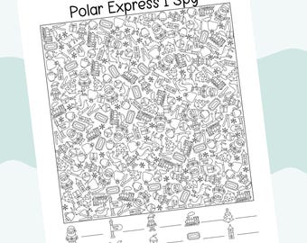 Polar Express I Spy afdrukbaar | Christmas I Spy-spel voor kinderen | Activiteitenblad vakantie | Drukke winteractiviteit | Groepsspel voor in de klas
