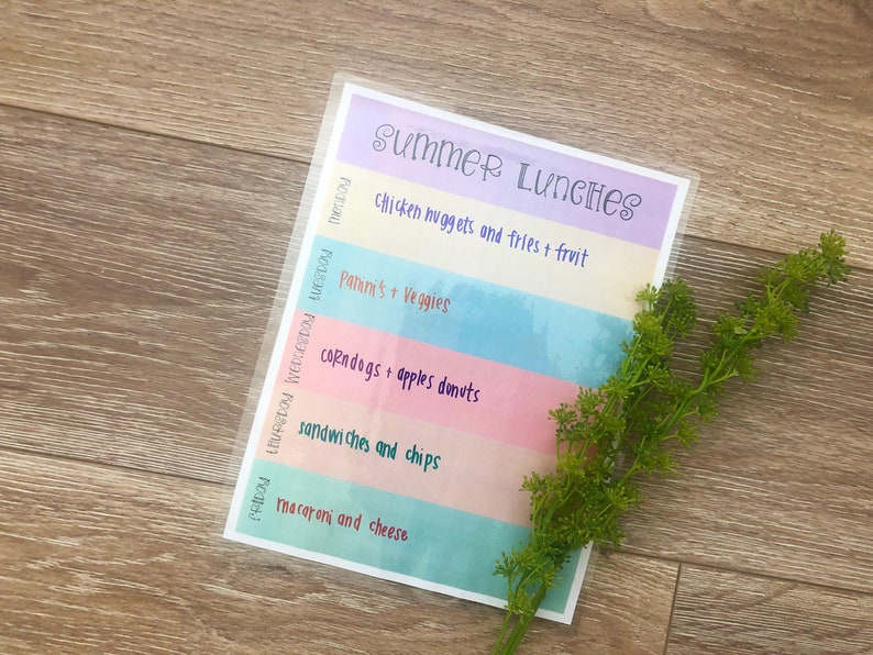 Summer Organization Printables Include Summer Activities, Summer Chore Chart and Summer Lunch Menu More image 6
