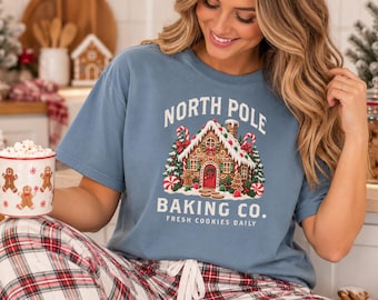 North Pole Baking Co. Gingerbread House T-shirt | Christmas Holiday Tee