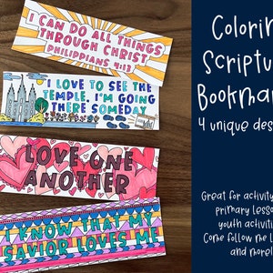 Coloring Scripture Bookmarks for Kids | Great for Activity Days Ideas | Primary activity Ideas | Come Follow Me Ideas for Kids