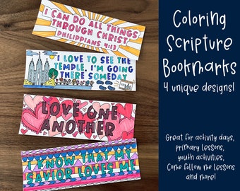 Coloring Scripture Bookmarks for Kids | Great for Activity Days Ideas | Primary activity Ideas | Come Follow Me Ideas for Kids
