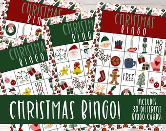 Christmas Bingo for families - Includes 30 Different Bingo Cards | Family Christmas games | Large family games | Christmas ideas for family