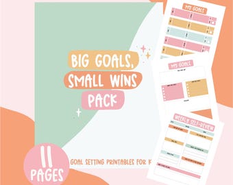 Afdrukbare doelen stellen voor kinderen | Afdrukbaar beloningsschema, besparingstracker, werkbladen motivatie en reflectie | Ideeëntracker voor kinderen