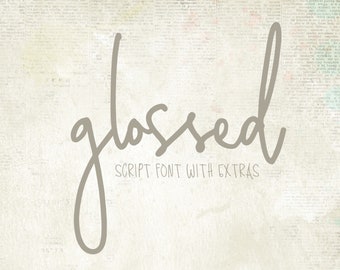 Glossed Handwritten Script with Floral Wreaths Included | Modern Calligraphy | Tall font | Wedding Font | Elegant Font | Cursive FOnt