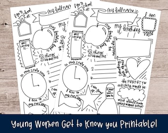 Young Women Get to know you Printable • Idea for Young Women Get to know you activity • YW Activity ideas • New YW Presidency Ideas